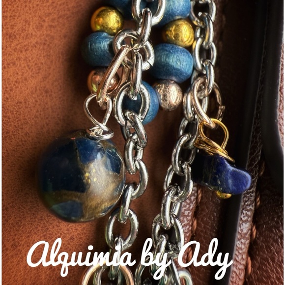 Alquimia lapis lazuli Key & Card Holder with Turquoise bag Charm necklace - Picture 3 of 5